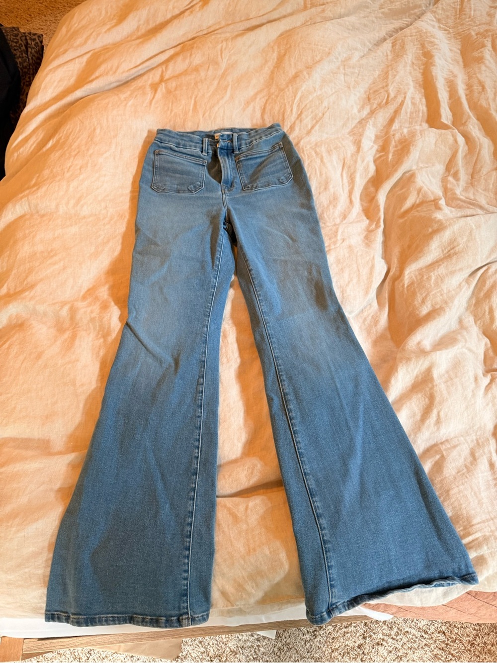 Good American Blue Flare Jeans - High Rise Wide Leg